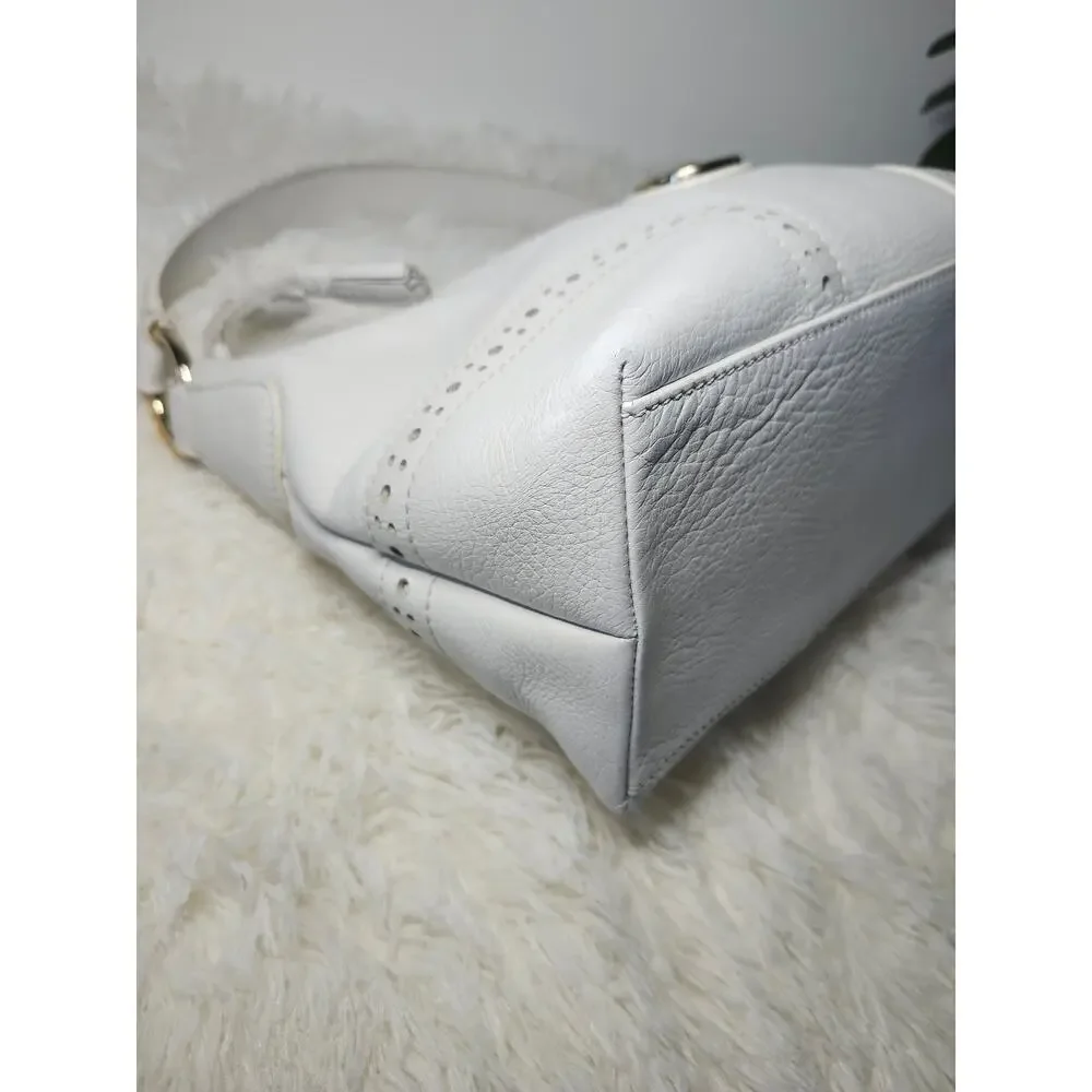 Dooney & Bourke Shoulder Bag White Leather Gold Hardware Hobo Classic Minimalist - Picture 11 of 17